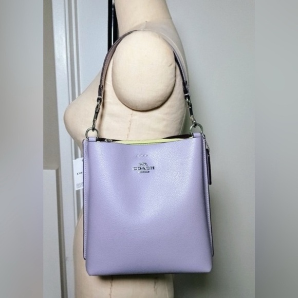 NWT COACH Purple Crossbody/Shoulder Bucket Bag in Silver/Mist Authentic CA177
